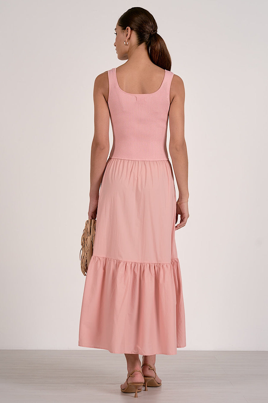 Rhodes Mixed Media Maxi Dress Melon