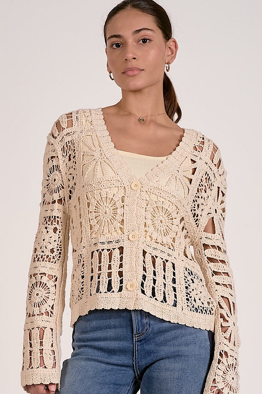 Sunny Petals Open Knit Cardigan