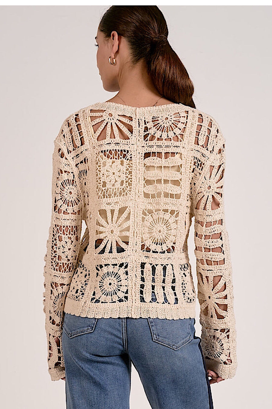 Sunny Petals Open Knit Cardigan