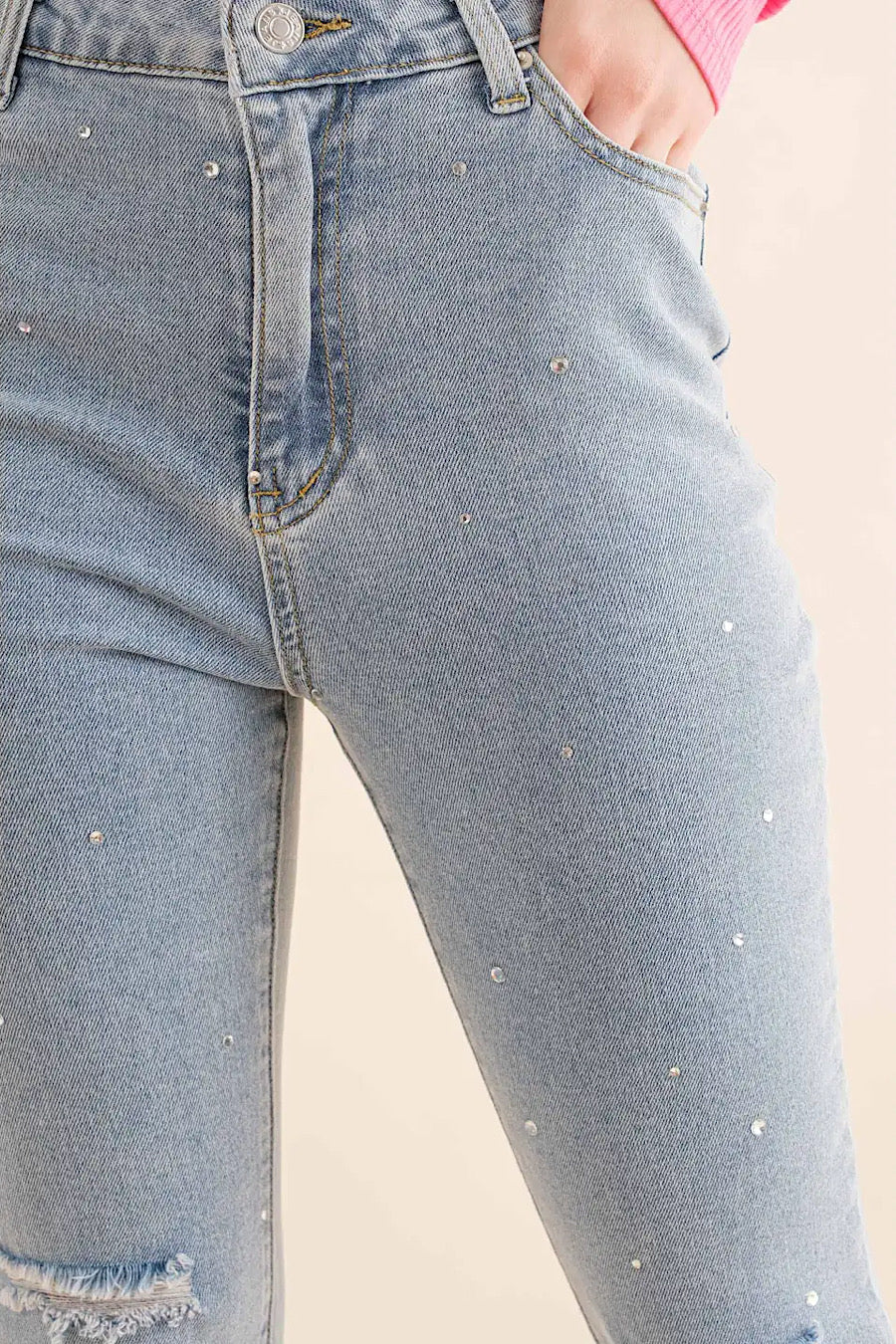 Party Lights Rhinestone Studded Jeans