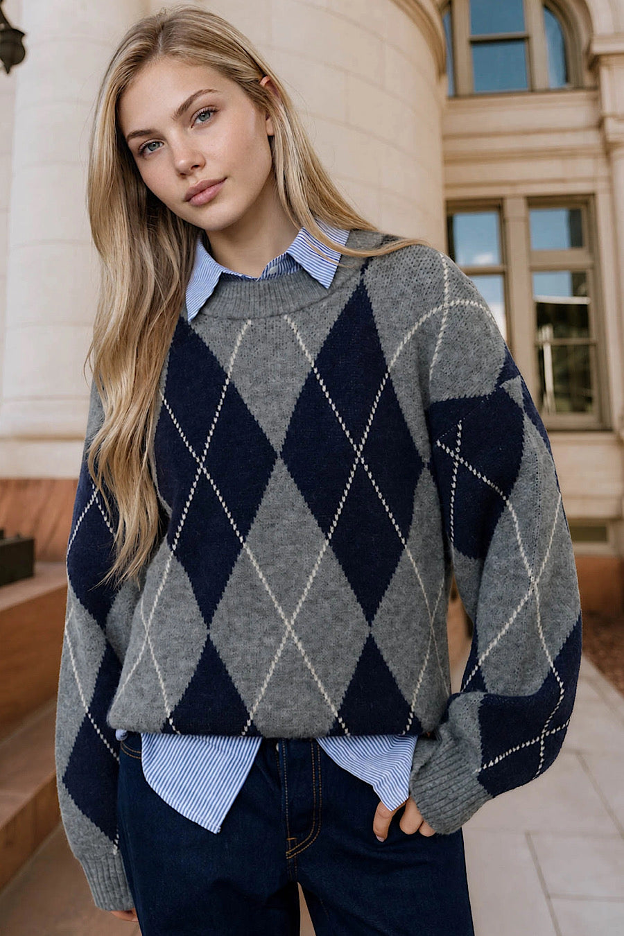 Mondays Goals Argyle Sweater
