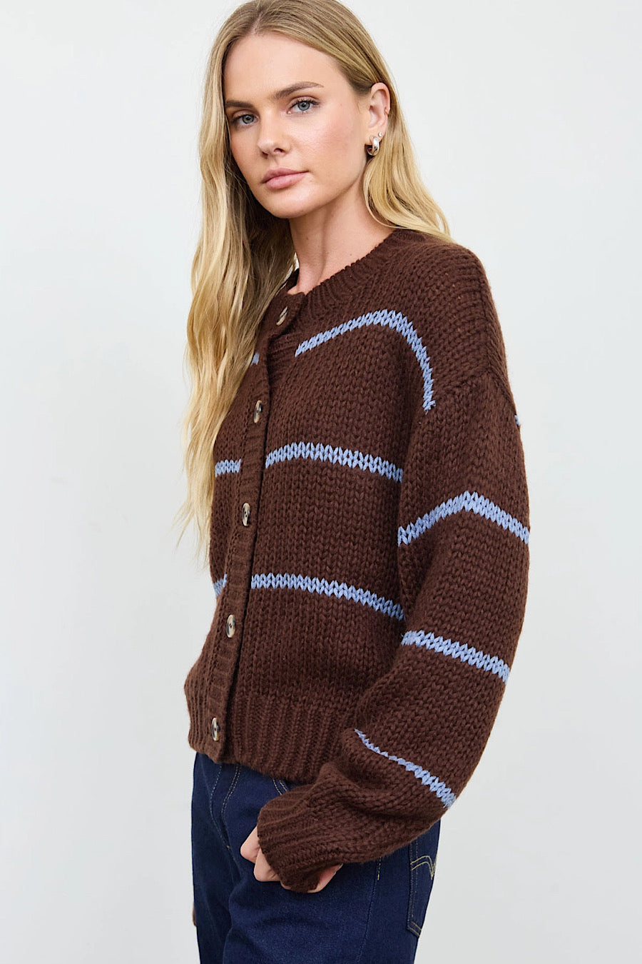 Harmony Striped Jacquard Cardigan Sweater