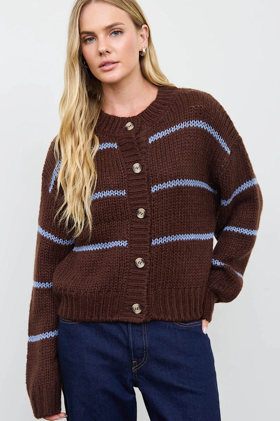 Harmony Striped Jacquard Cardigan Sweater