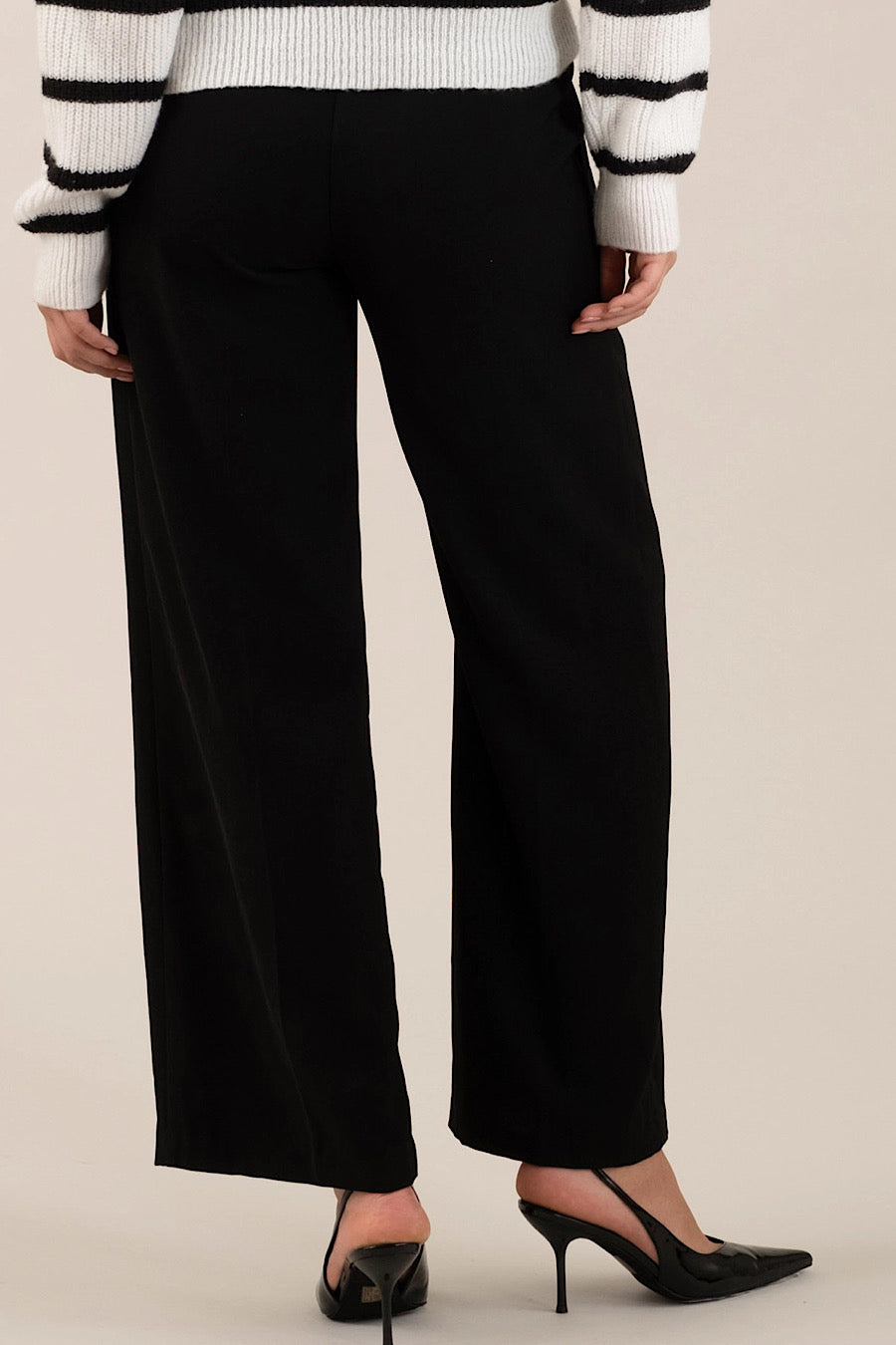 9 to 5 Wide Leg Black Trouser Pants