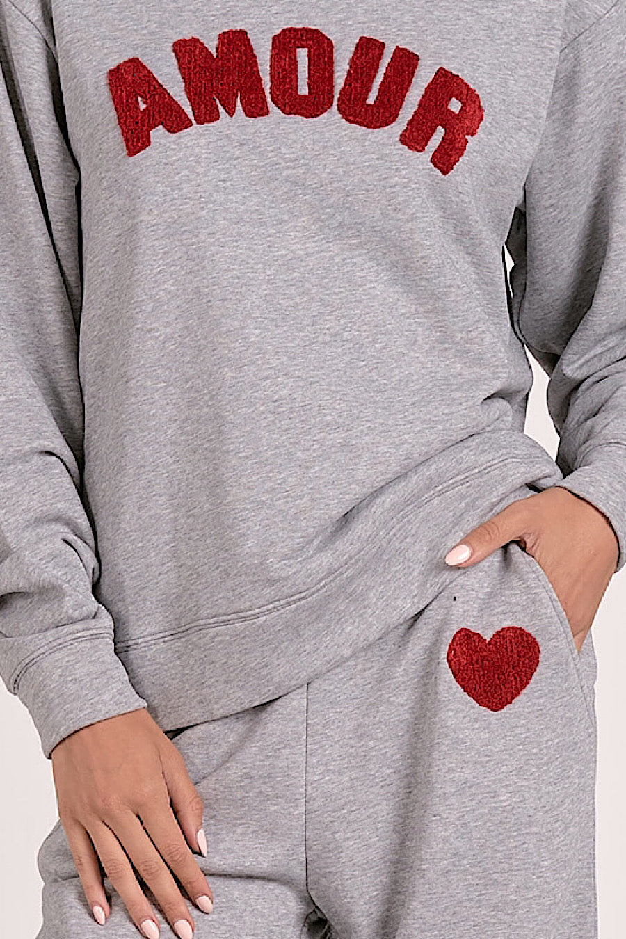 Amour Raised Red Heart Jogger Sweatpants