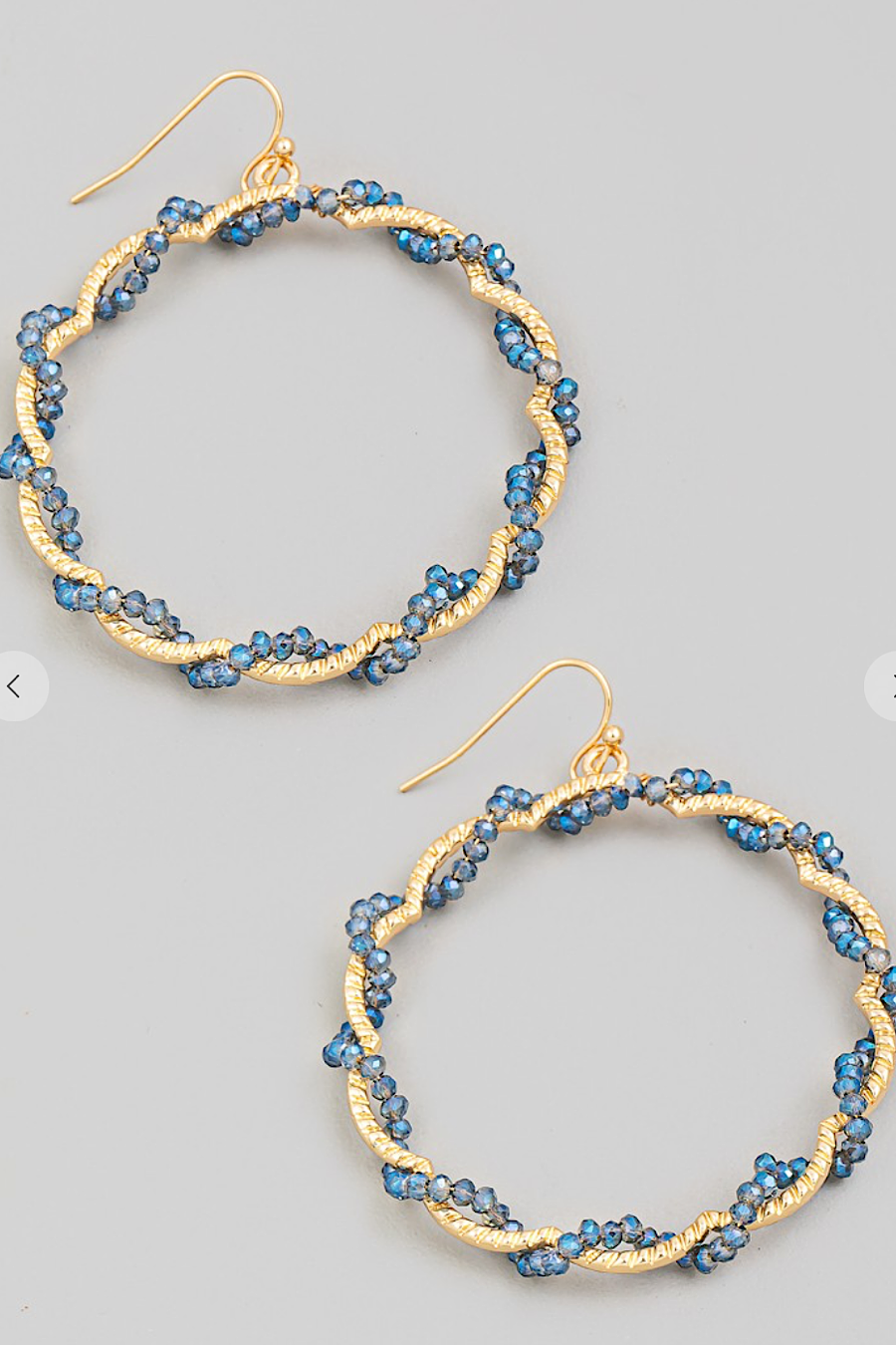 Spiral Beaded Hoop Earrings Denim