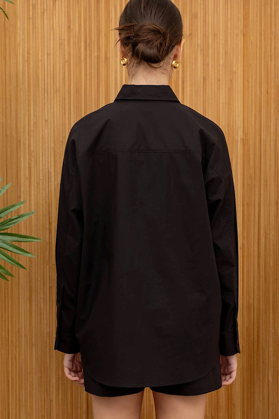 New Me Poplin Button Down Shirt Black