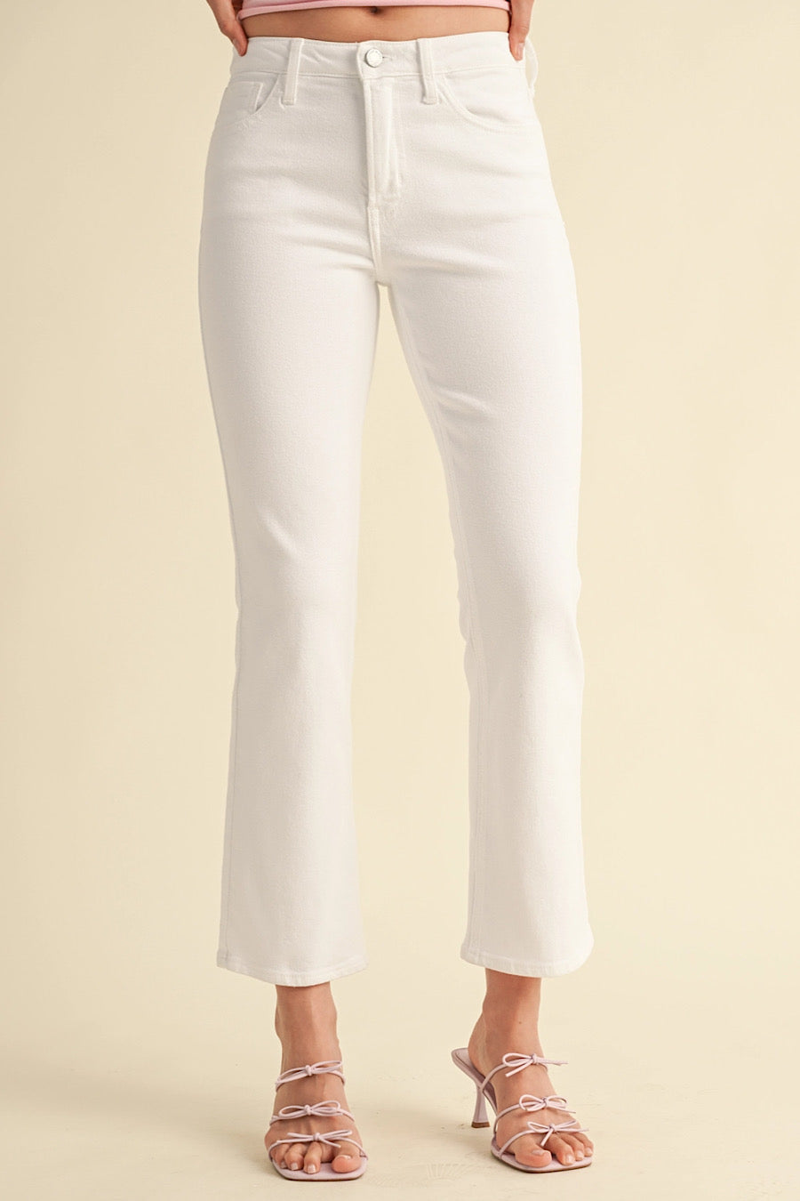 Clear My Schedule Ankle Bootcut Jeans White