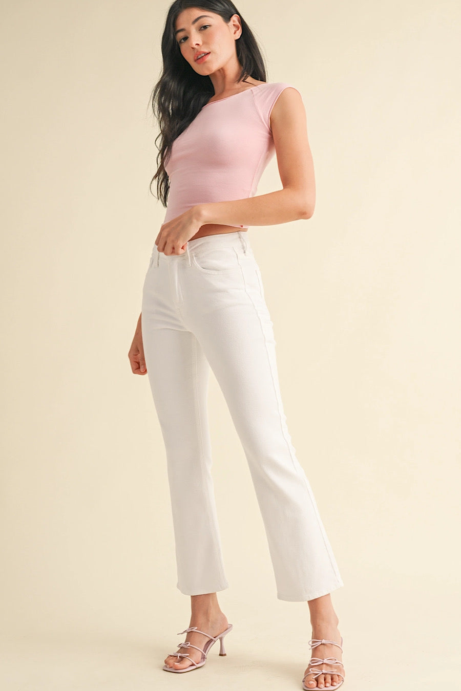 Clear My Schedule Ankle Bootcut Jeans White