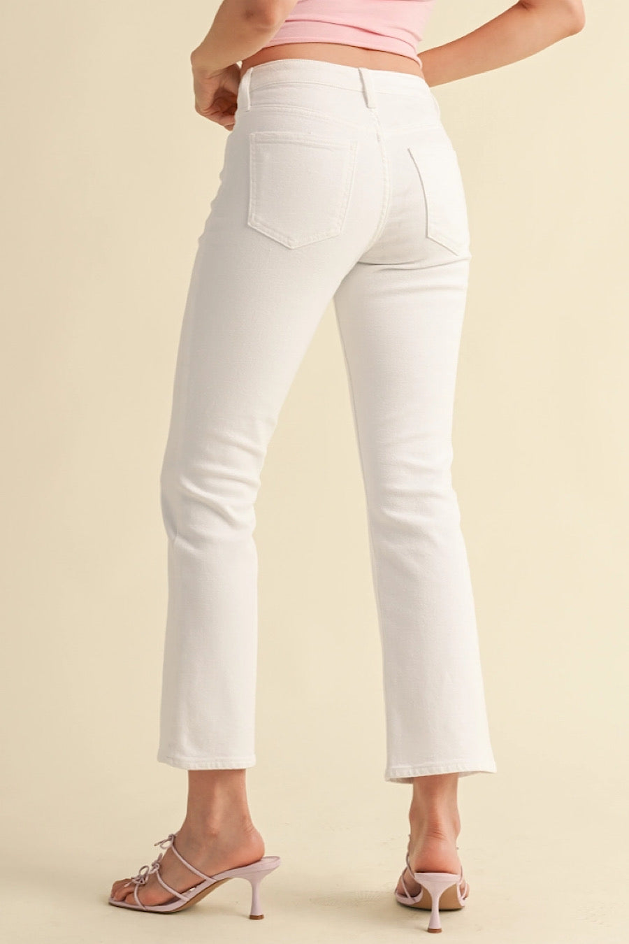Clear My Schedule Ankle Bootcut Jeans White
