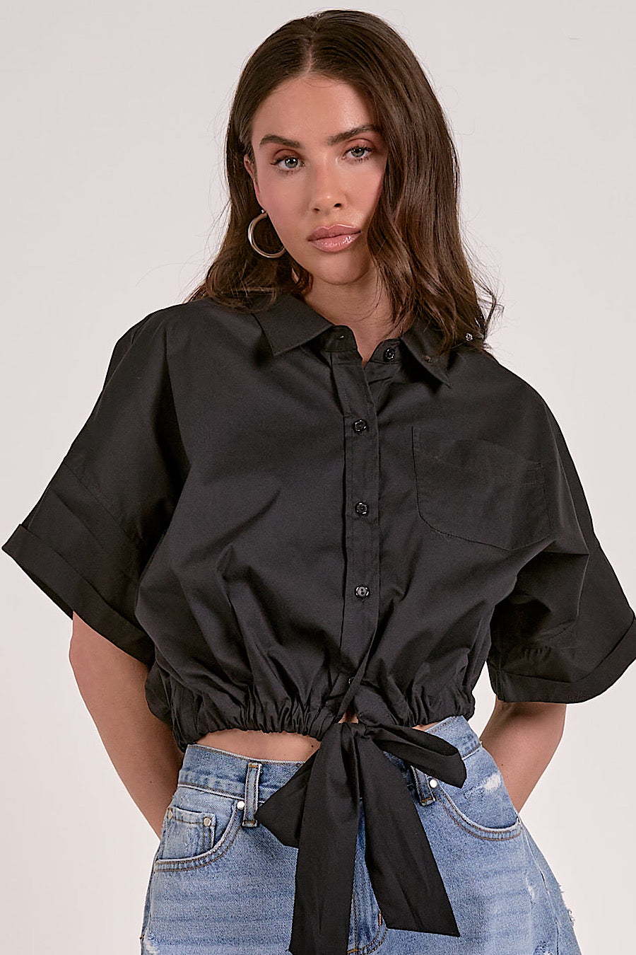 My Playlist Button Down Tied Shirt