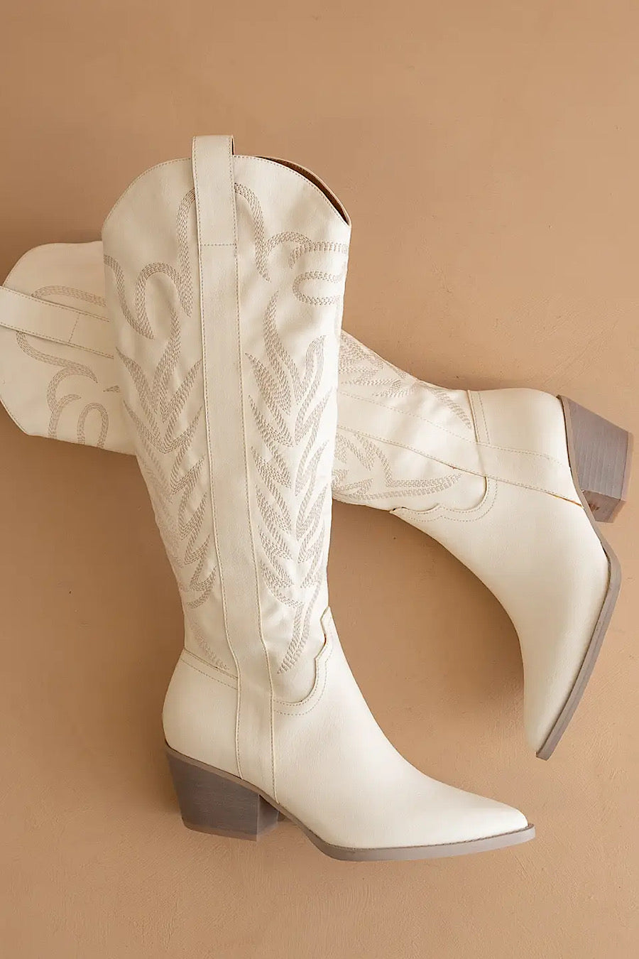 Samara Embroidered Boots in White