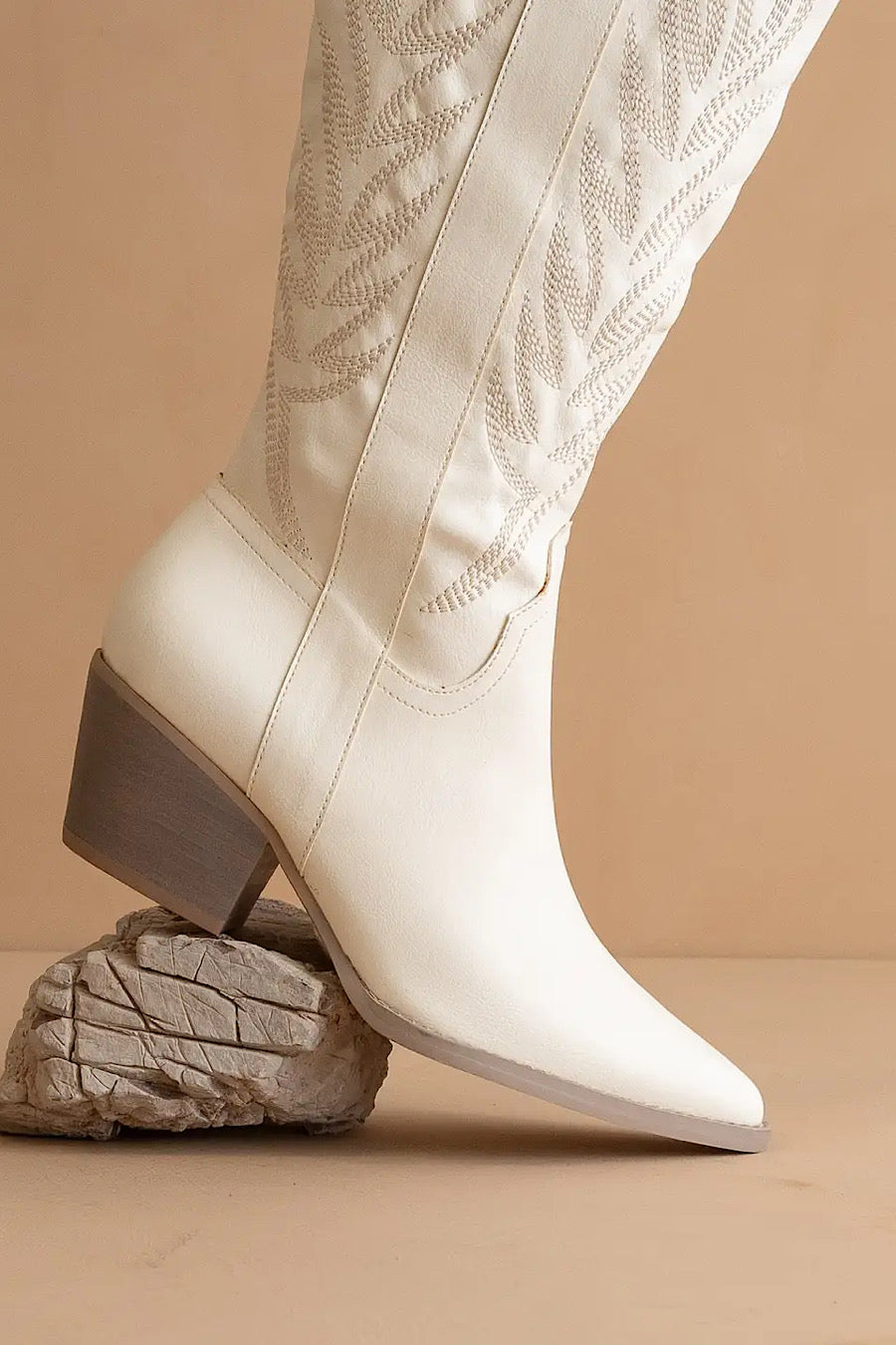 Samara Embroidered Boots in White