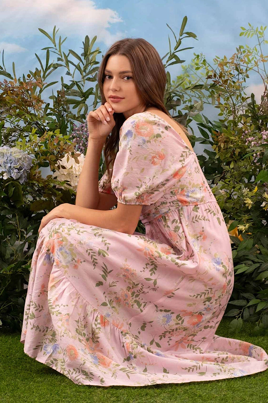 Back Home Floral Pleated Dress