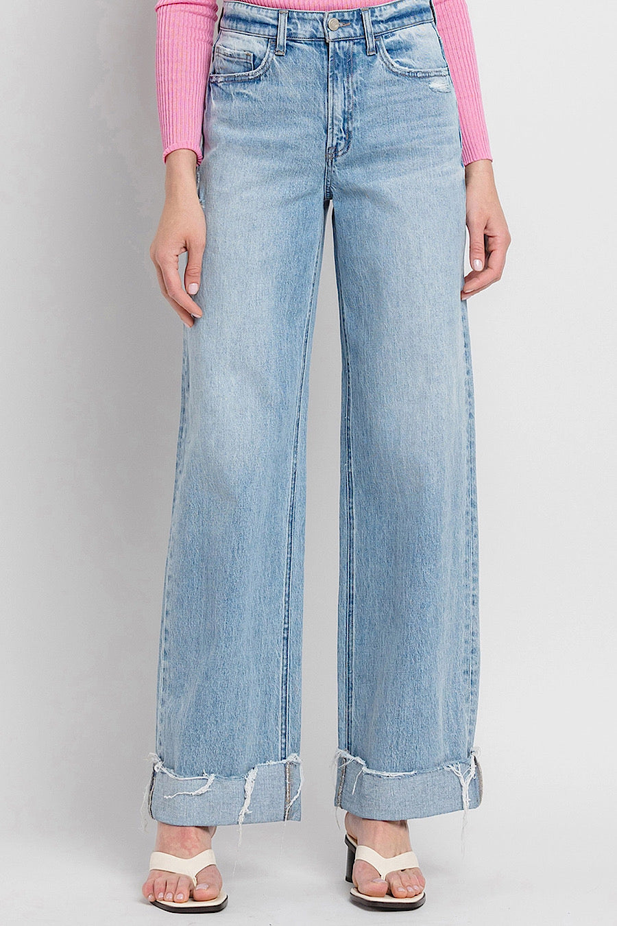 Jubilant Cuffed Baggy Wide Leg Jeans
