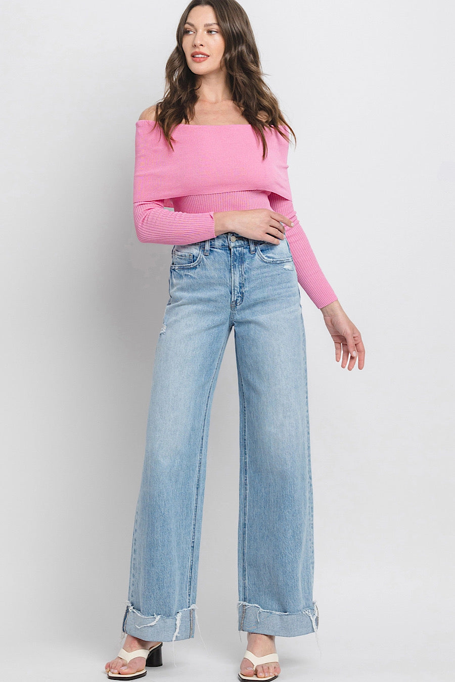 Jubilant Cuffed Baggy Wide Leg Jeans