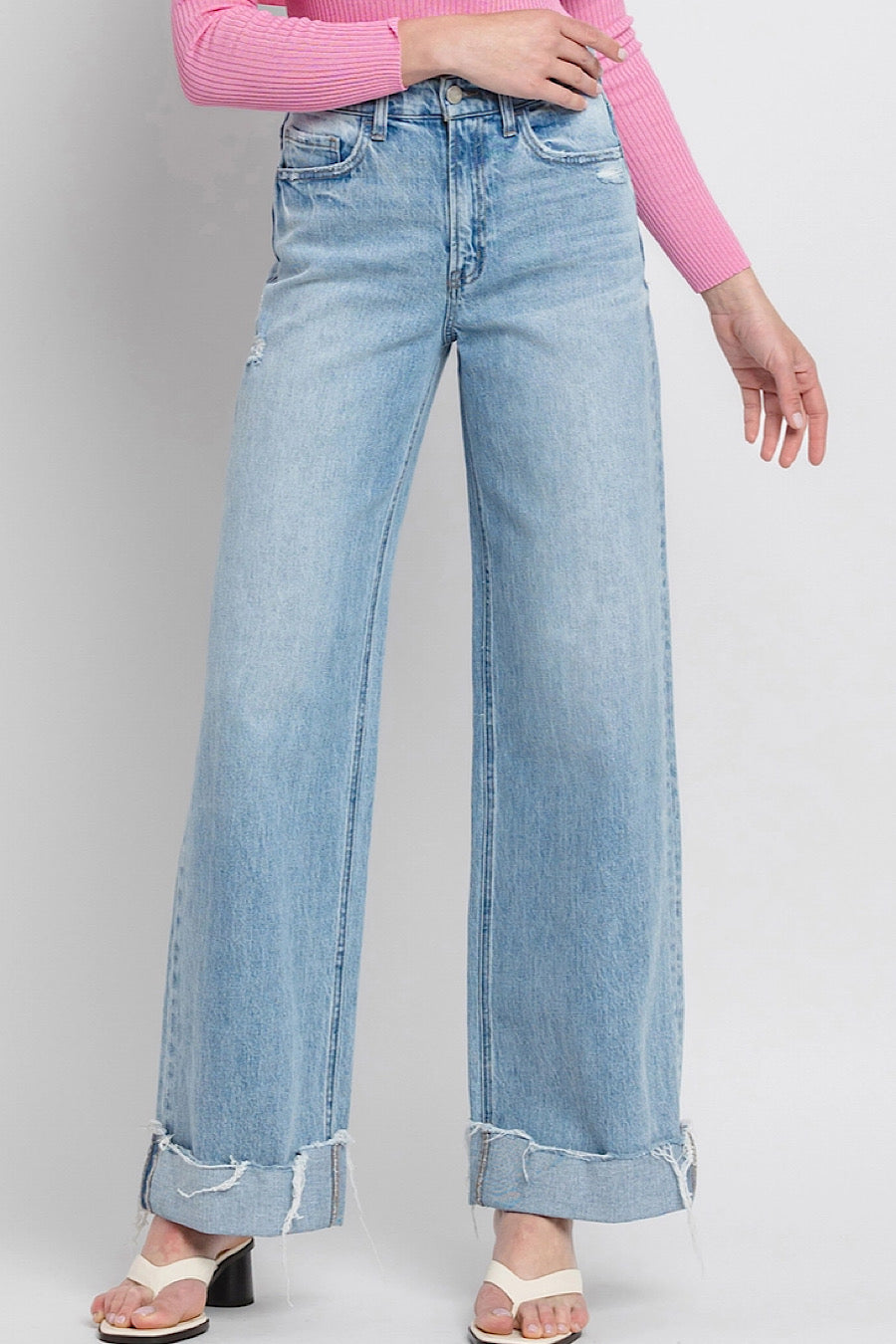 Jubilant Cuffed Baggy Wide Leg Jeans