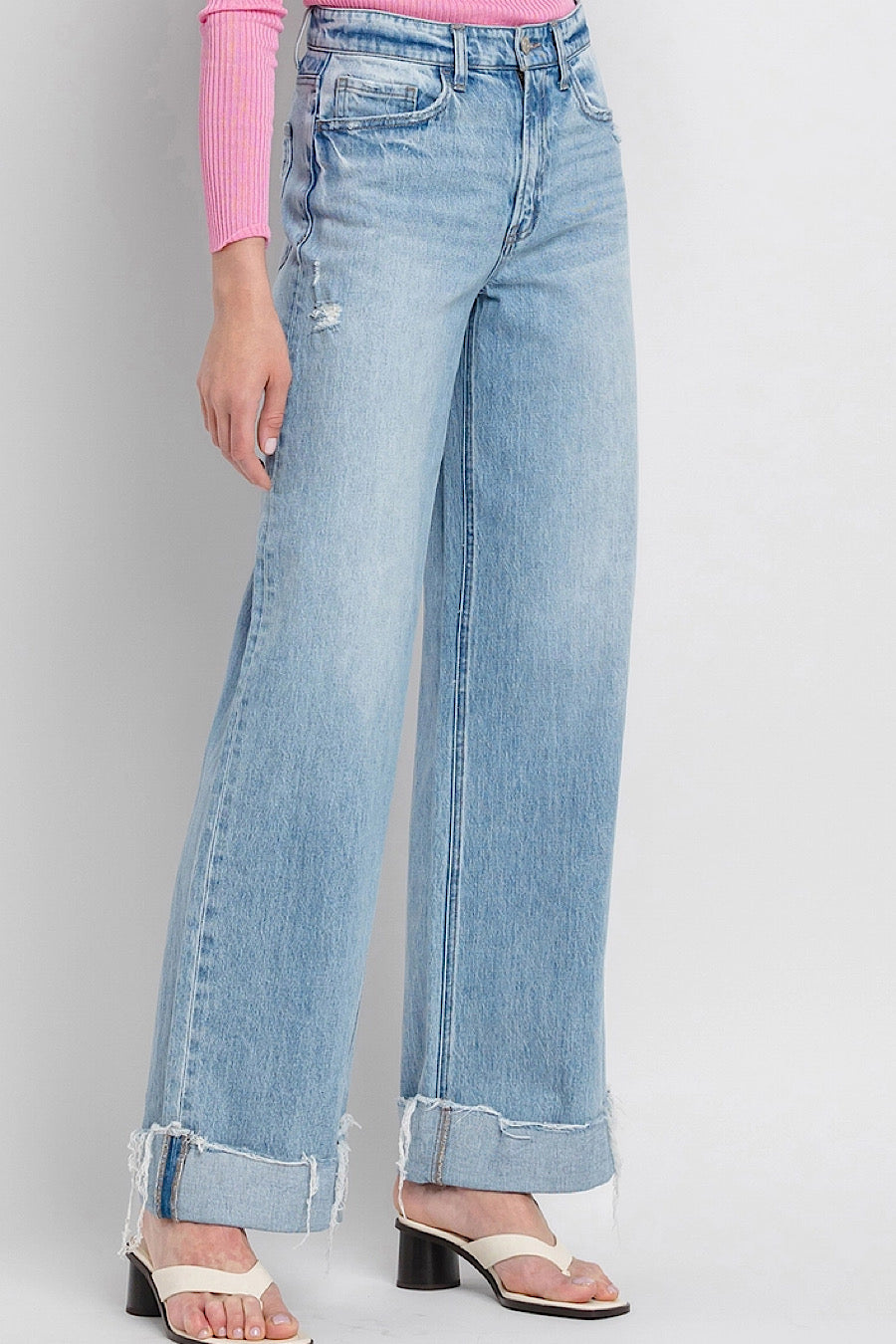 Jubilant Cuffed Baggy Wide Leg Jeans