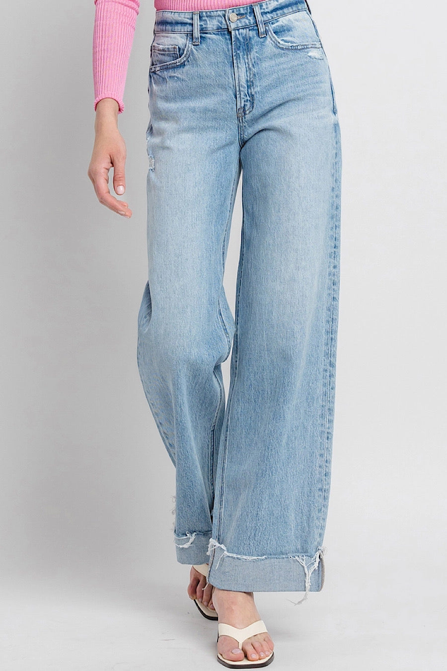 Jubilant Cuffed Baggy Wide Leg Jeans