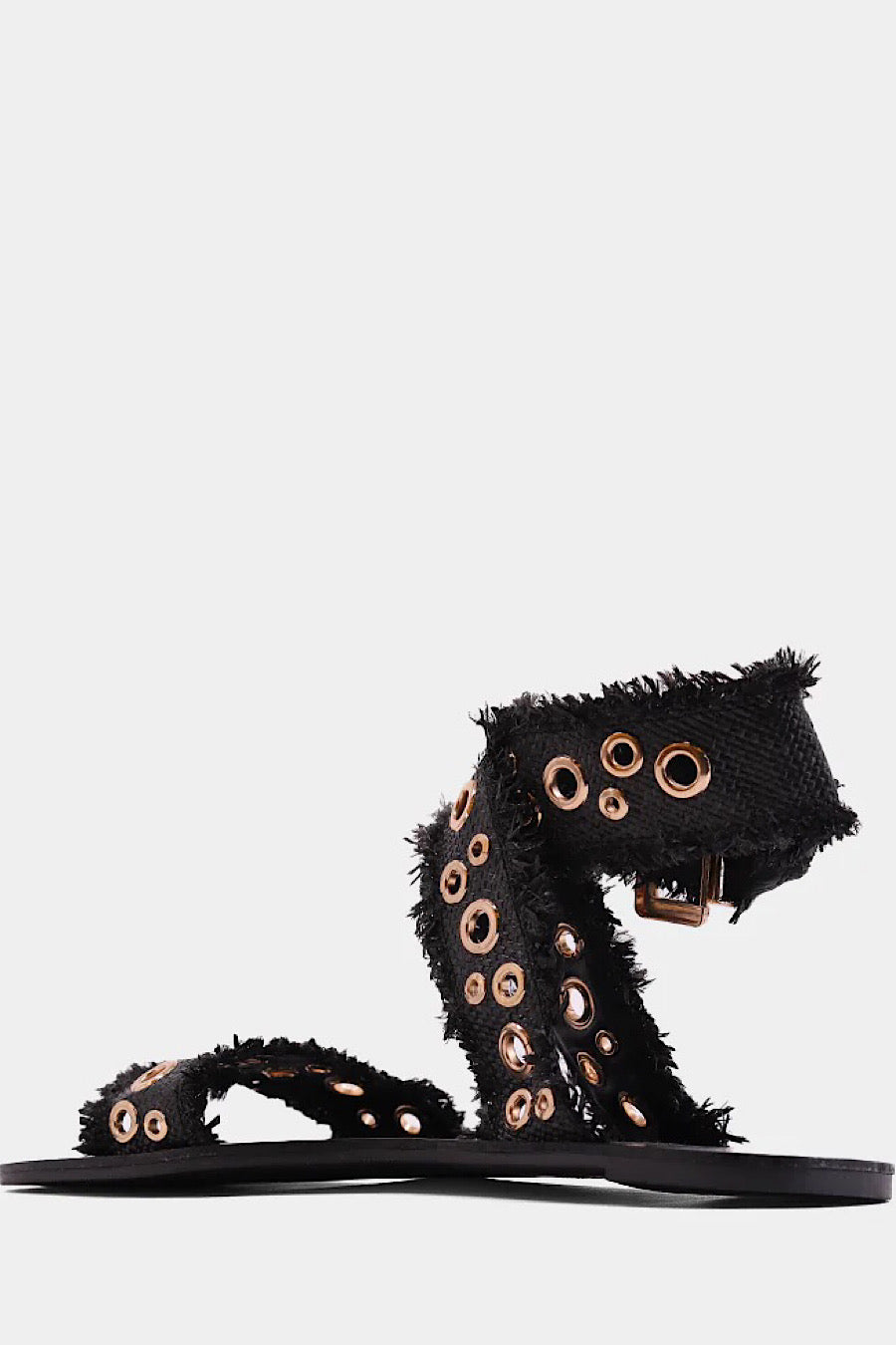 Shu Shop Cindy Grommet Raffia Sandals Black