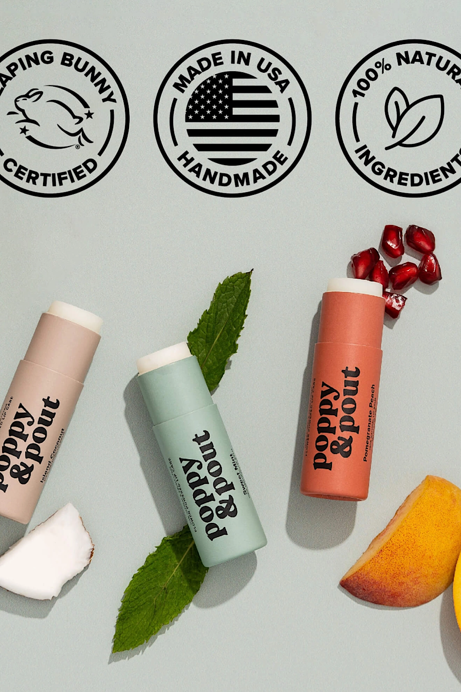 Poppy & Pout Lip Balm in 5 Natural Flavors