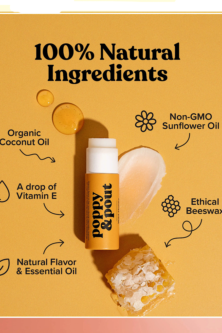 Poppy & Pout Lip Balm in 5 Natural Flavors