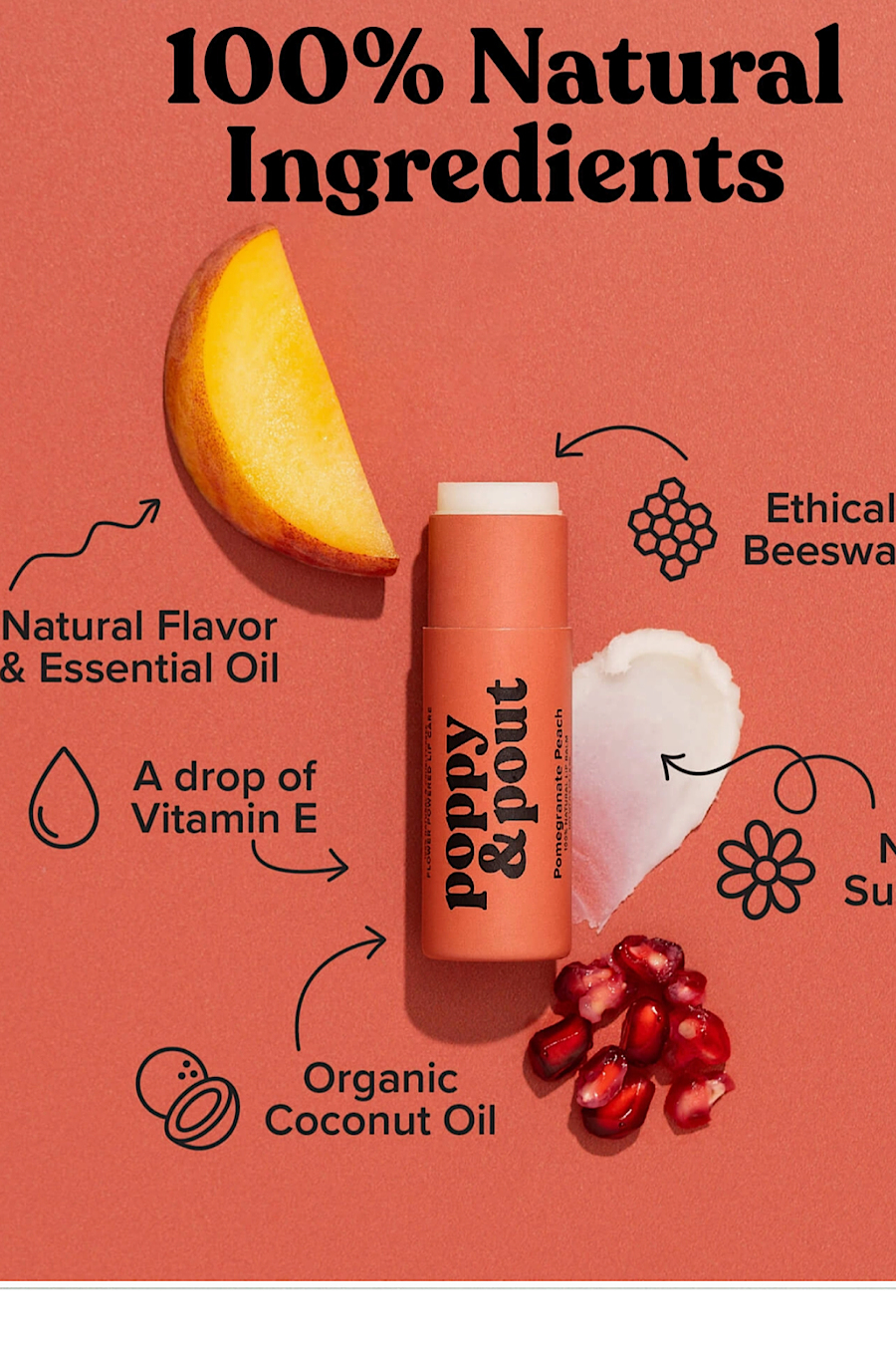 Poppy & Pout Lip Balm in 5 Natural Flavors