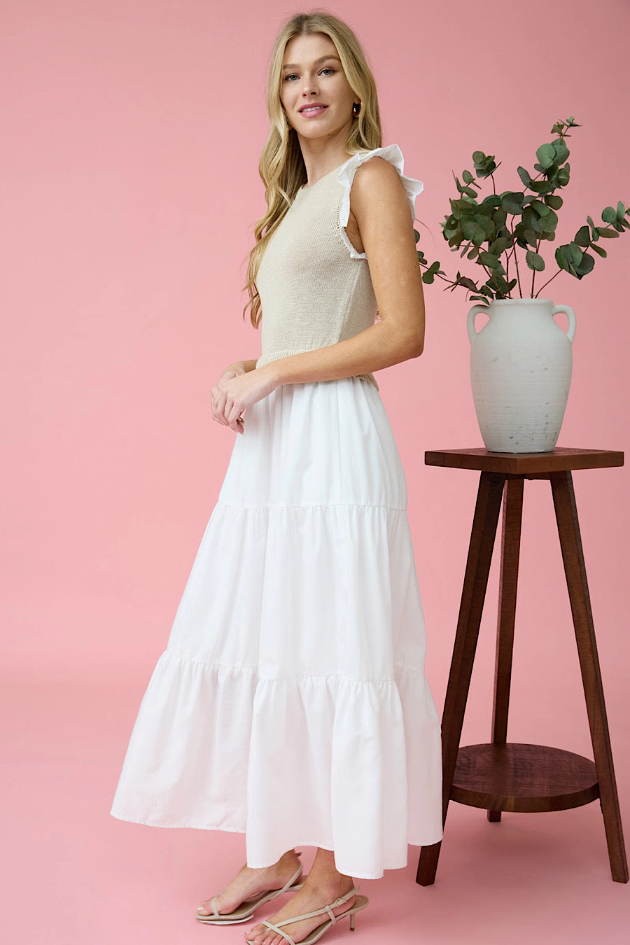Saint Tropez Mixed Media Midi Dress