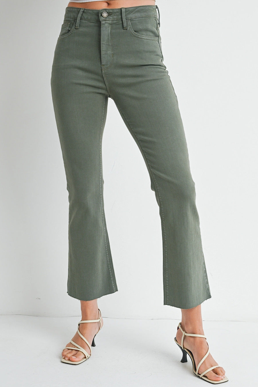 JBD Vintage Olive Crop Ankle Jeans