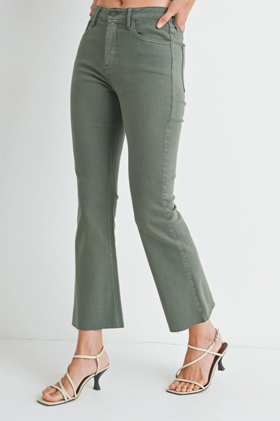 JBD Vintage Olive Crop Ankle Jeans