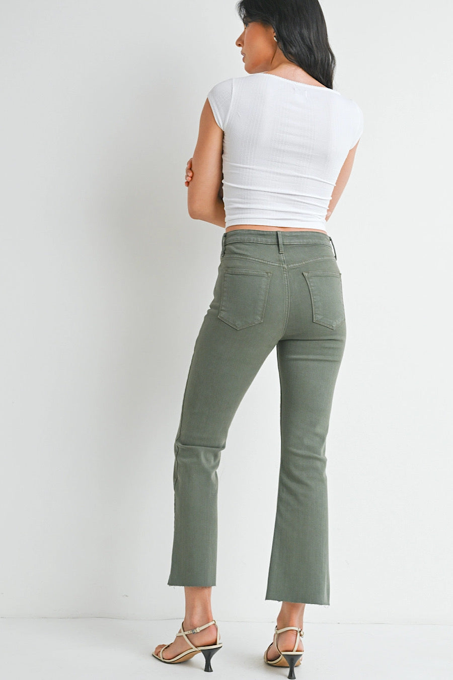 JBD Vintage Olive Crop Ankle Jeans
