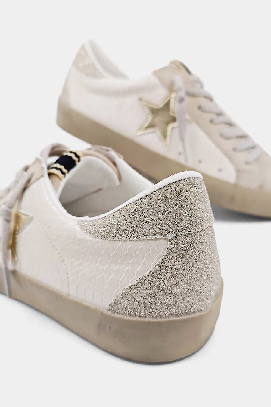 Shu Shop Paula Star Sneakers in Bone Snake