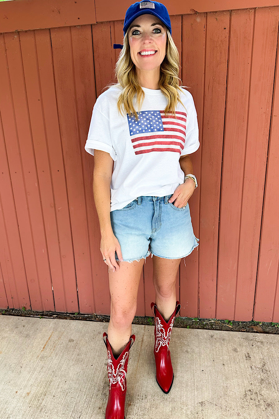 American Flag Graphic T-Shirt in White