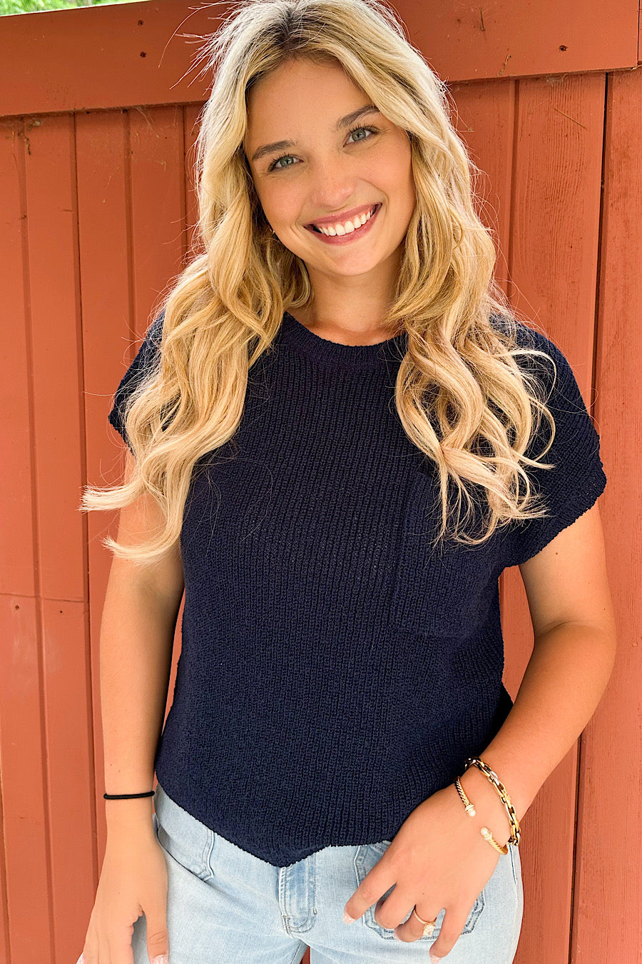 Give Me Freedom Knit Top in Navy Blue