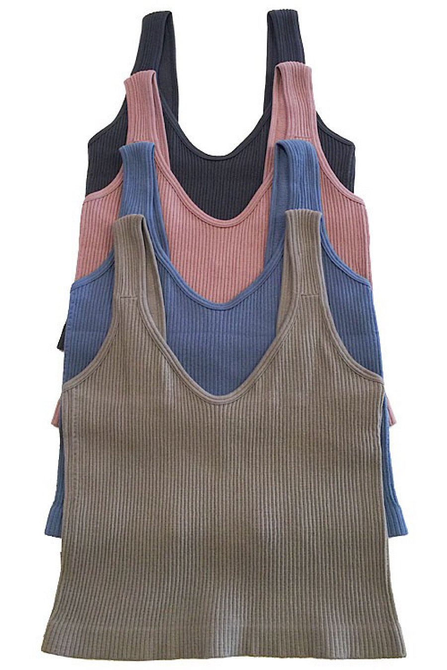 Ribbed Tank Crop Brami Top White or Mink