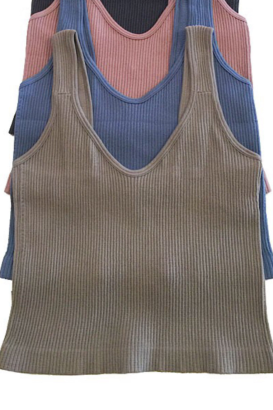 Ribbed Tank Crop Brami Top White or Mink