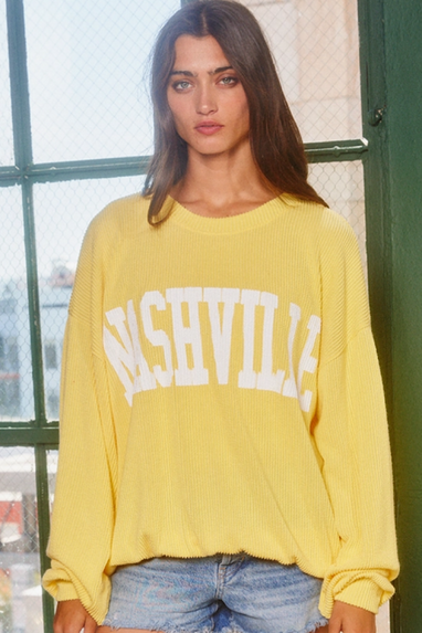 Nashville Oversized Corded Sweatshirt Yellow
