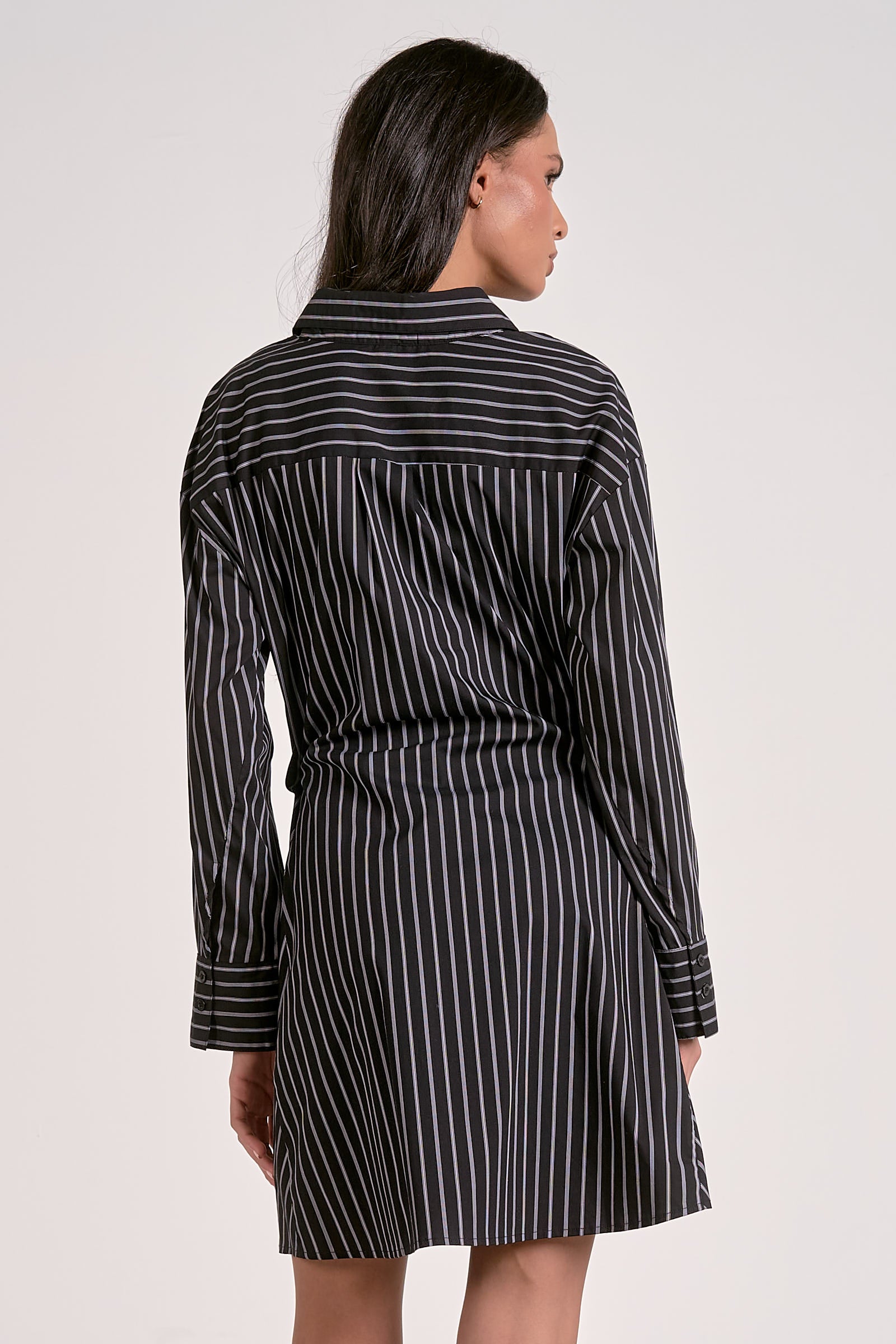 Boardroom Asymetrical Striped Shirt Dress