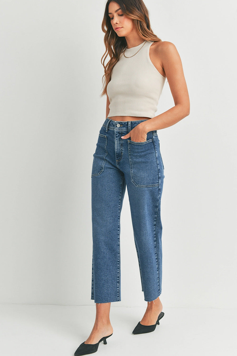 County Charm Utility Pocket Ankle Leg Jeans