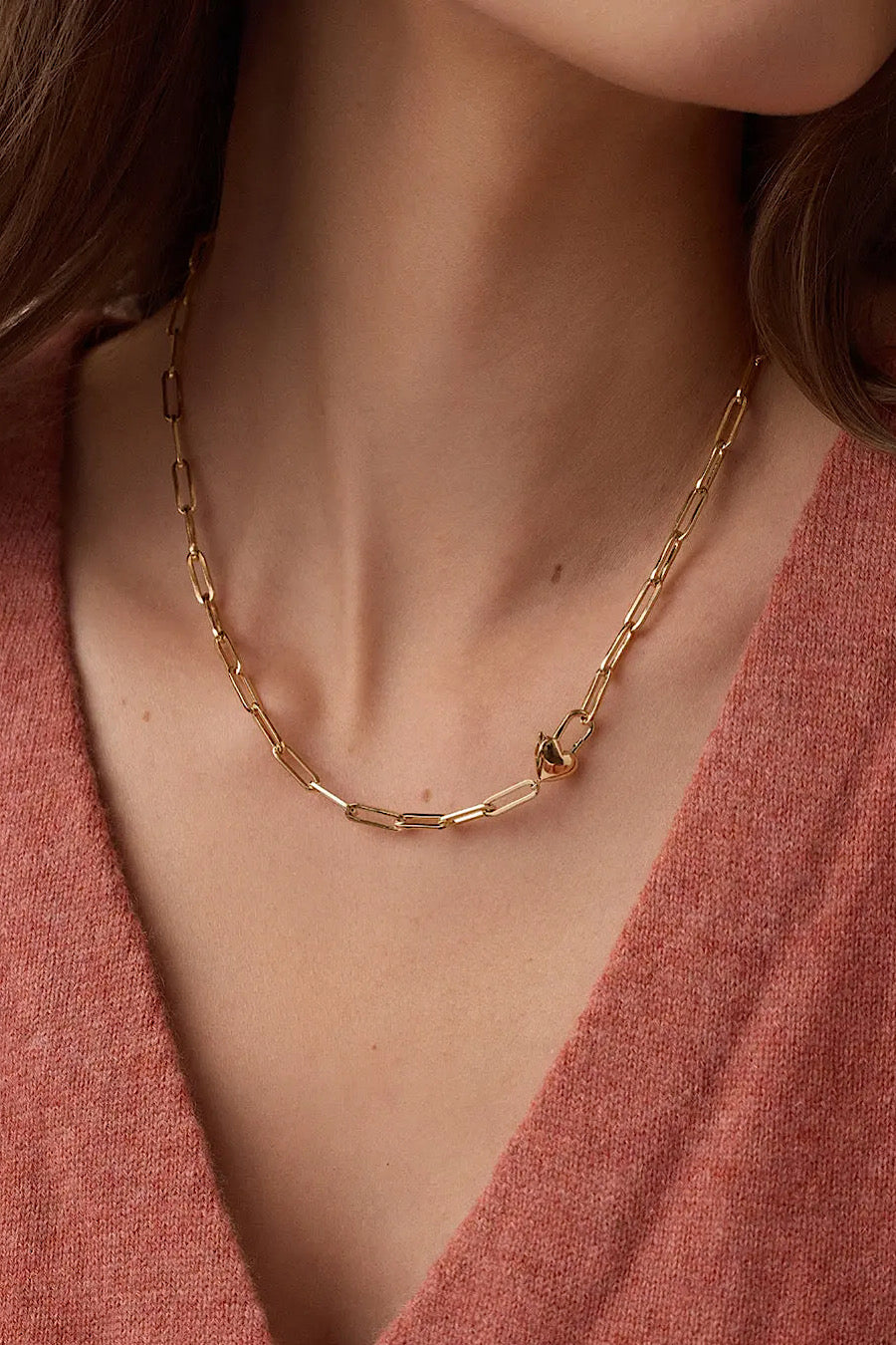 Gorjana Heart Padlock Necklace Gold