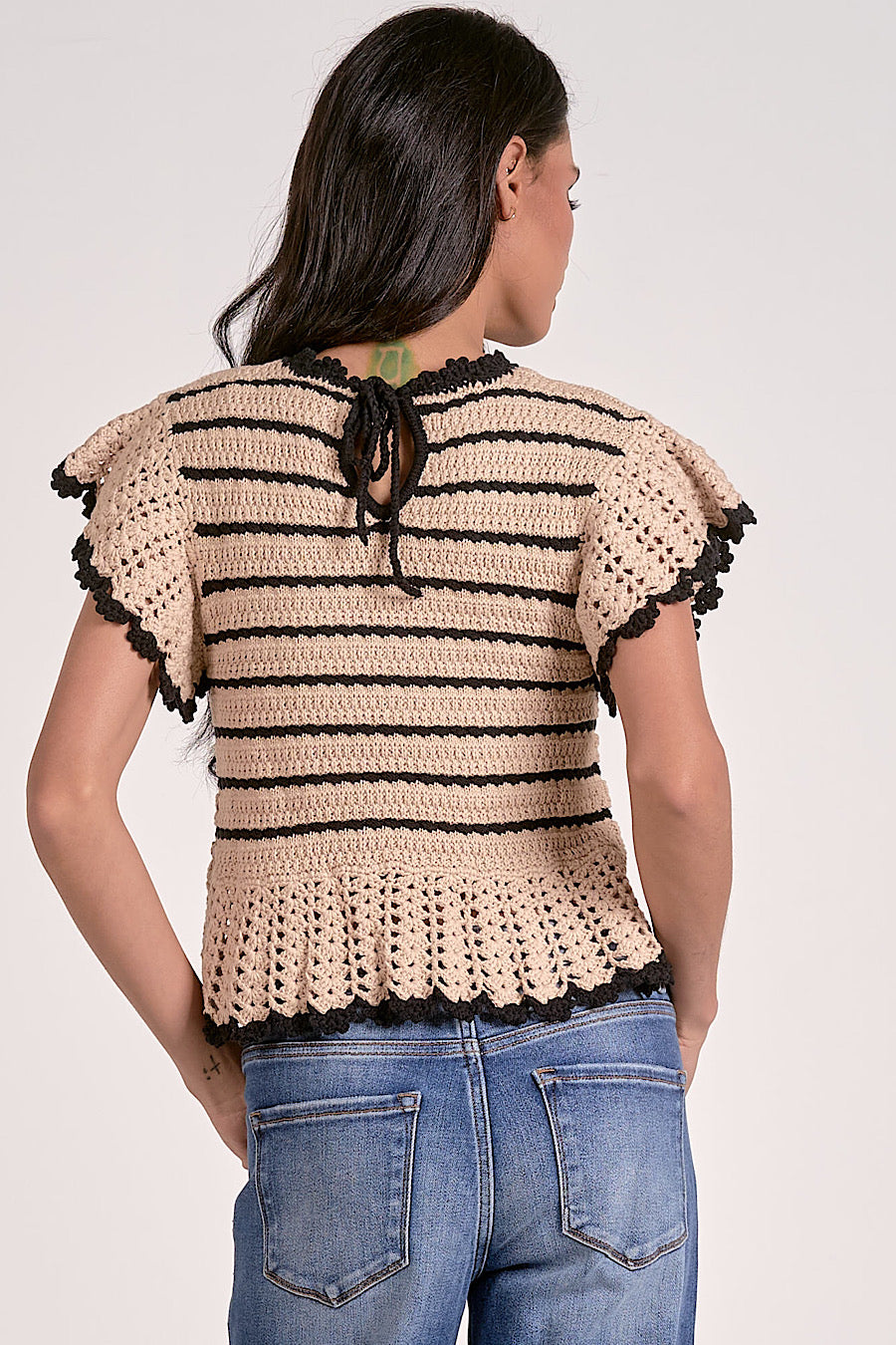Modern Day Knit Stripe Ruffle Top