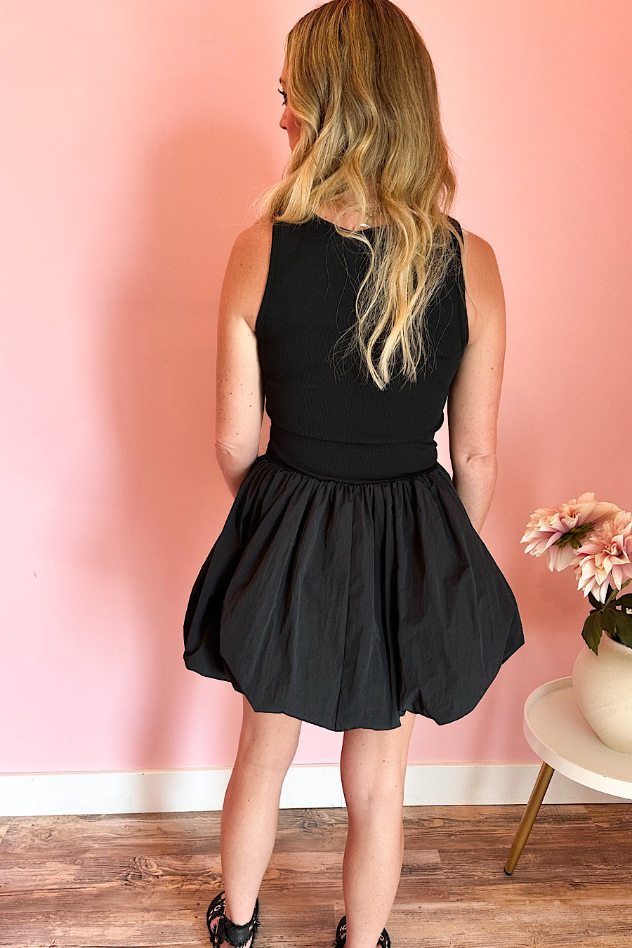Heatwave Bubble Hem Mini Dress Black