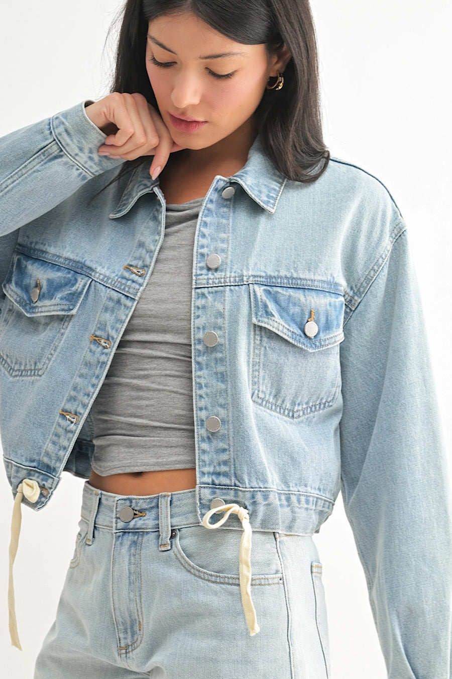 Catch A Break Tied Waist Denim Jacket