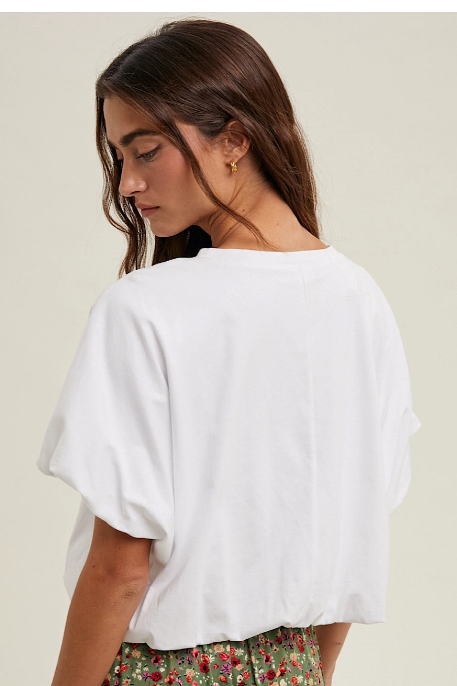 On a Cloud Bubble Hem Top in White