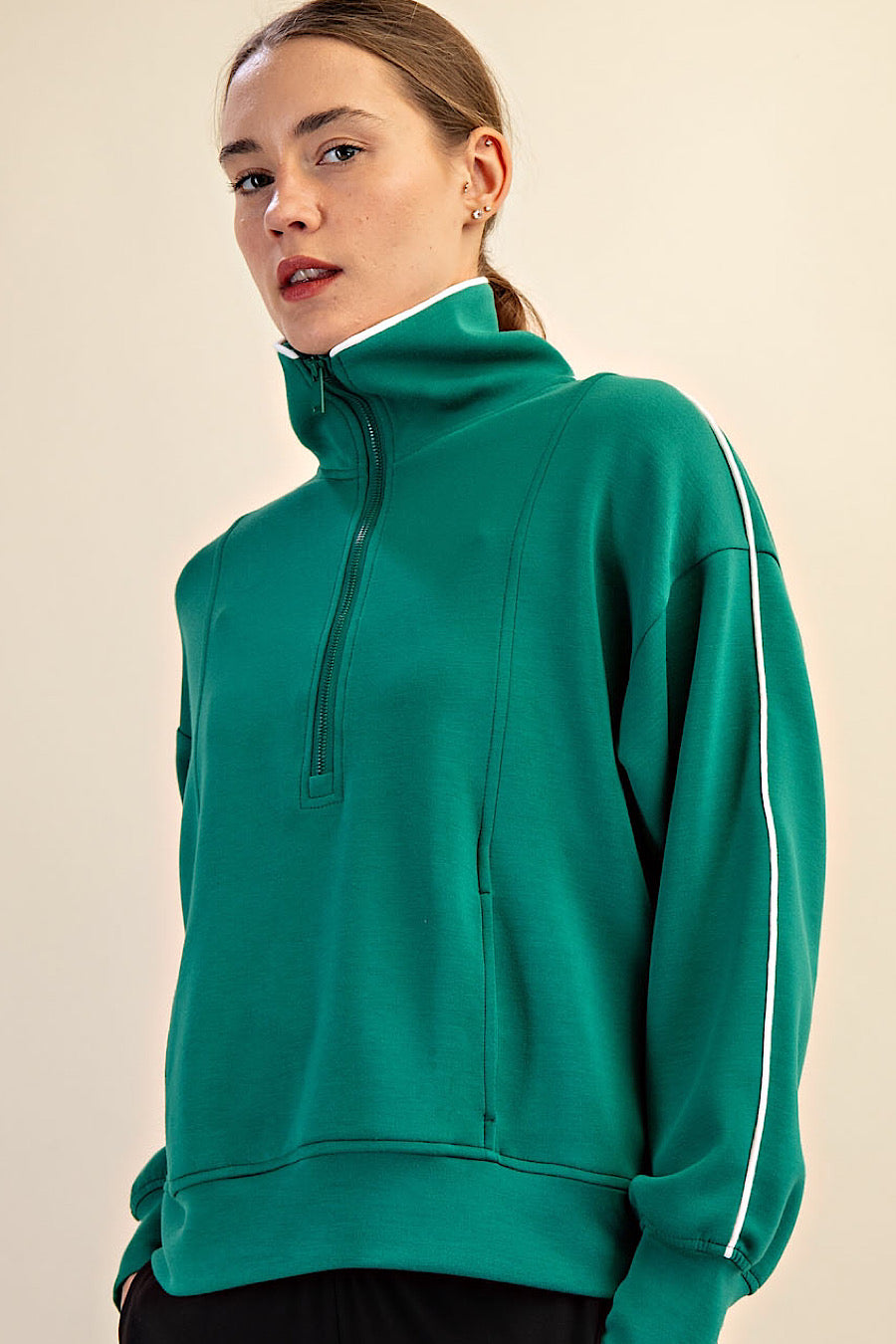 My Life Piping Half Zip Sweatshirt Green