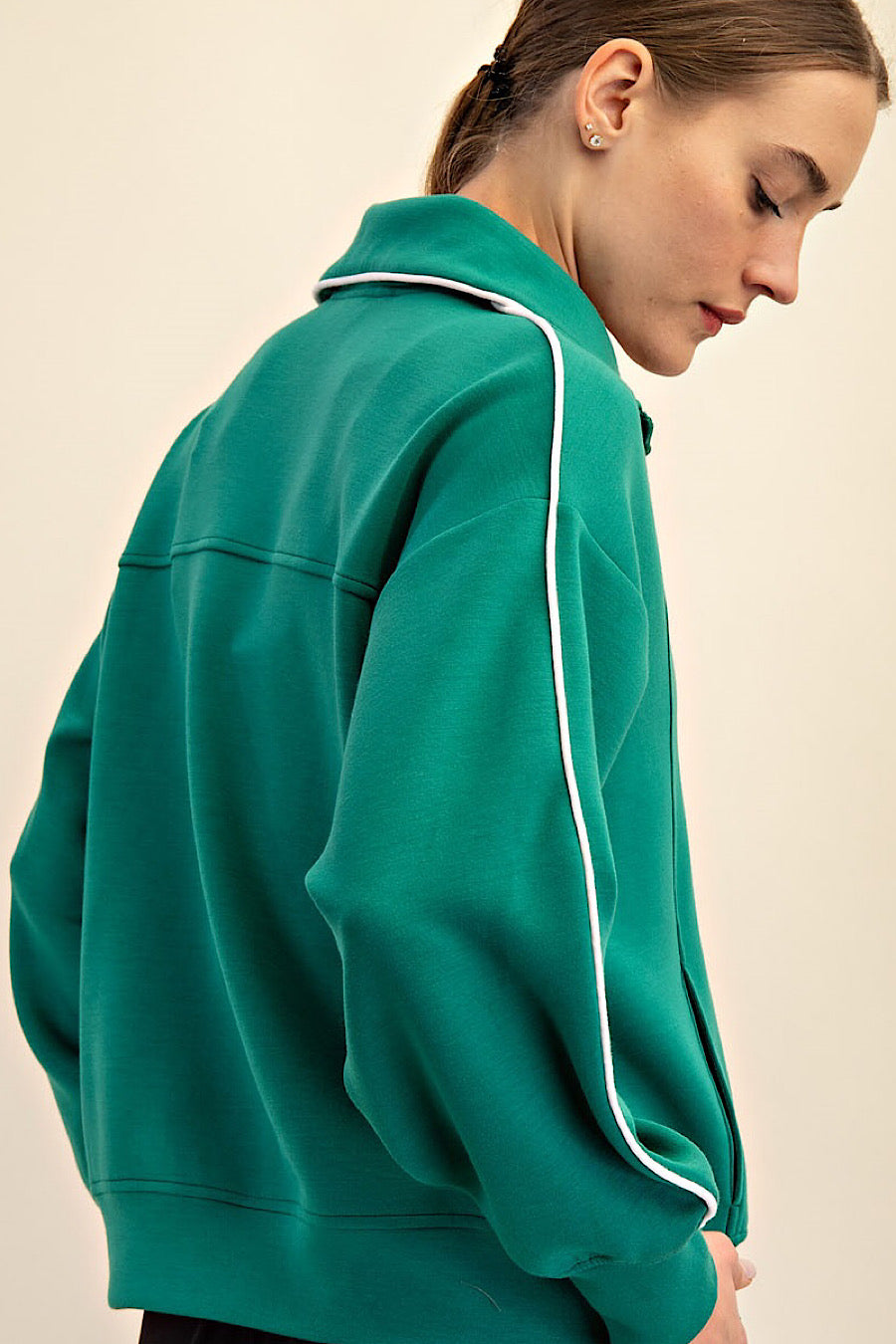 My Life Piping Half Zip Sweatshirt Green