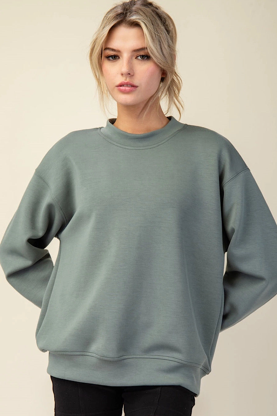 Sage Leaf Modal Scuba Pullover Sweatshirt