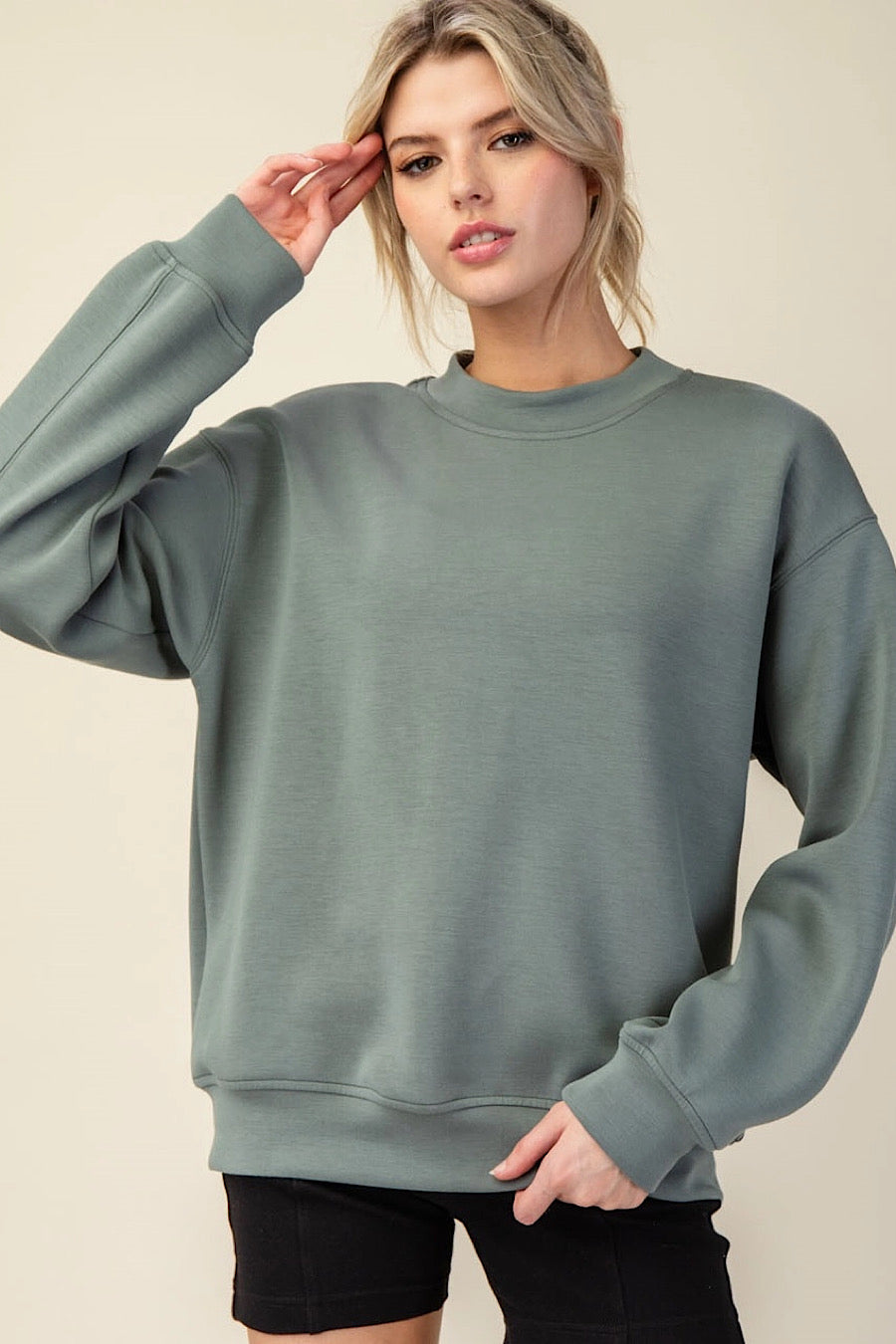 Sage Leaf Modal Scuba Pullover Sweatshirt