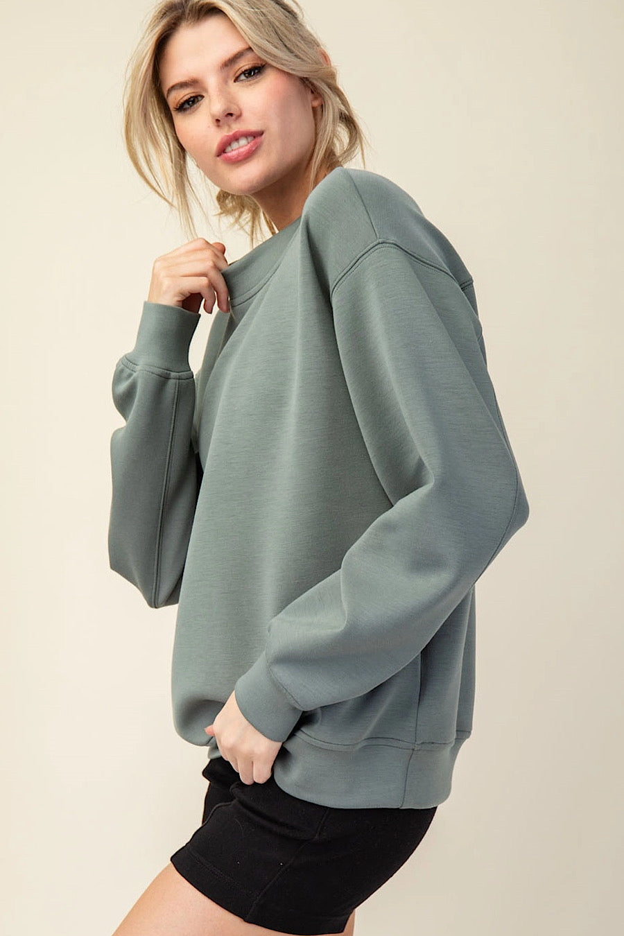 Sage Leaf Modal Scuba Pullover Sweatshirt