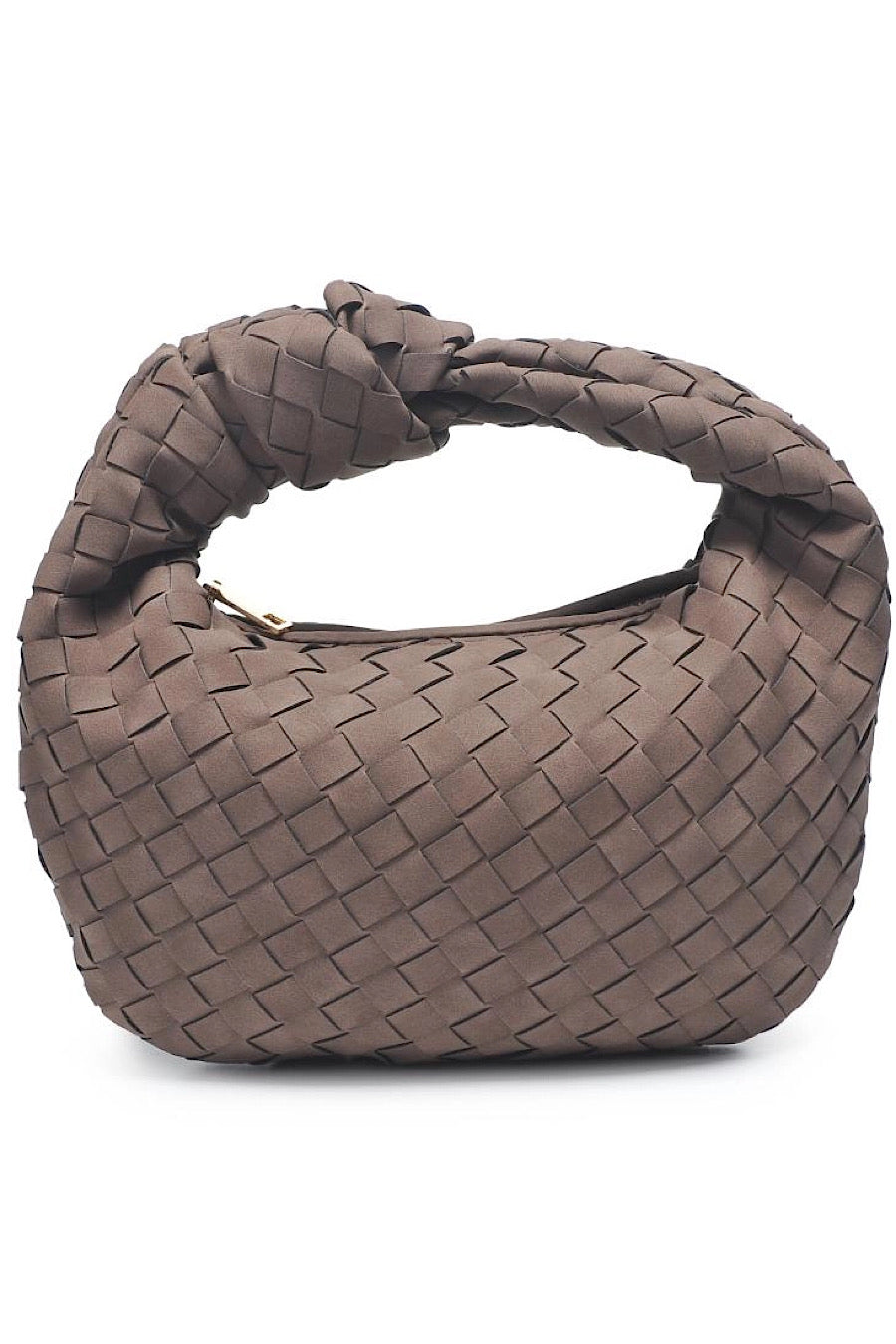 Tracy Suede Woven Clutch Handbag Chocolate Brown